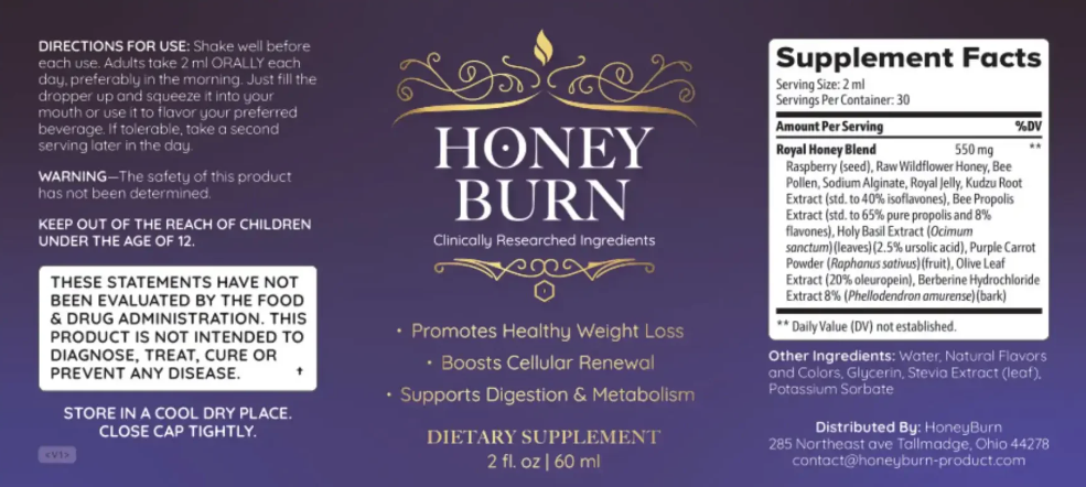 HoneyBurn Supplement Facts